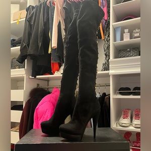 RACHEL ZOE BRIGETTE STRETCH SUEDE OVER THE KNEE BOOTS